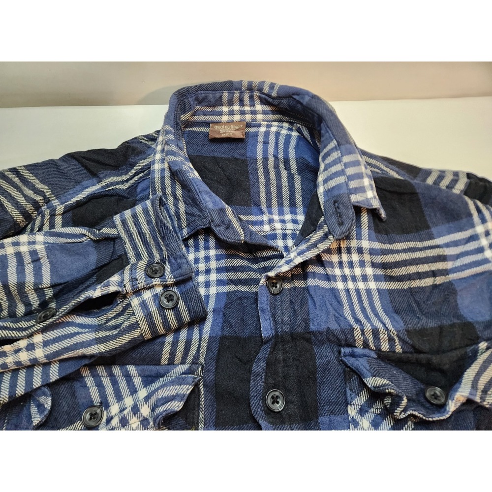 Great Northwest‎ Mens Large Blue Plaid Flannel Long Sleeve Button Up Shirt